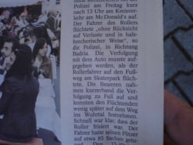 Zeitungsbericht von meiner Verfolgungsjagt