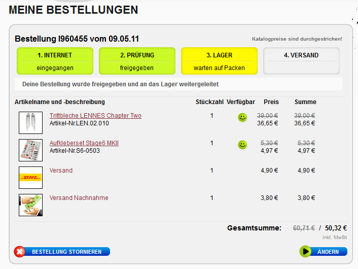 Ertse Bestellung bei SA... :)