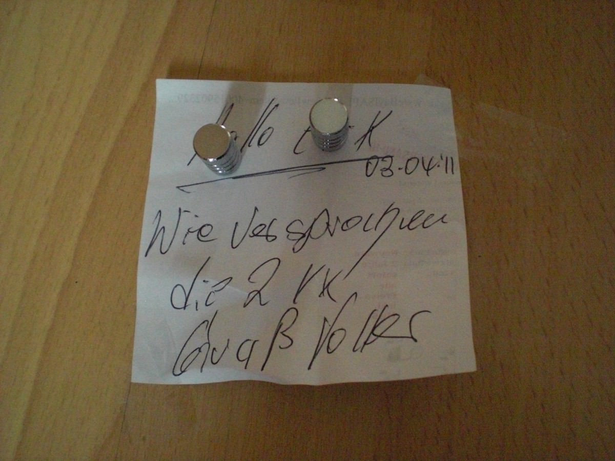 Ventilkappen sind angekommen.. danke Volker ;)