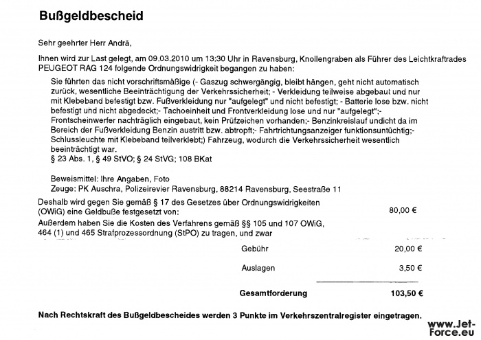 Bußgeldbescheid von nem Kumpel xD