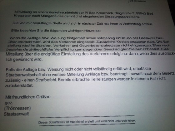 Post von der Staatsanwaltschaft :D