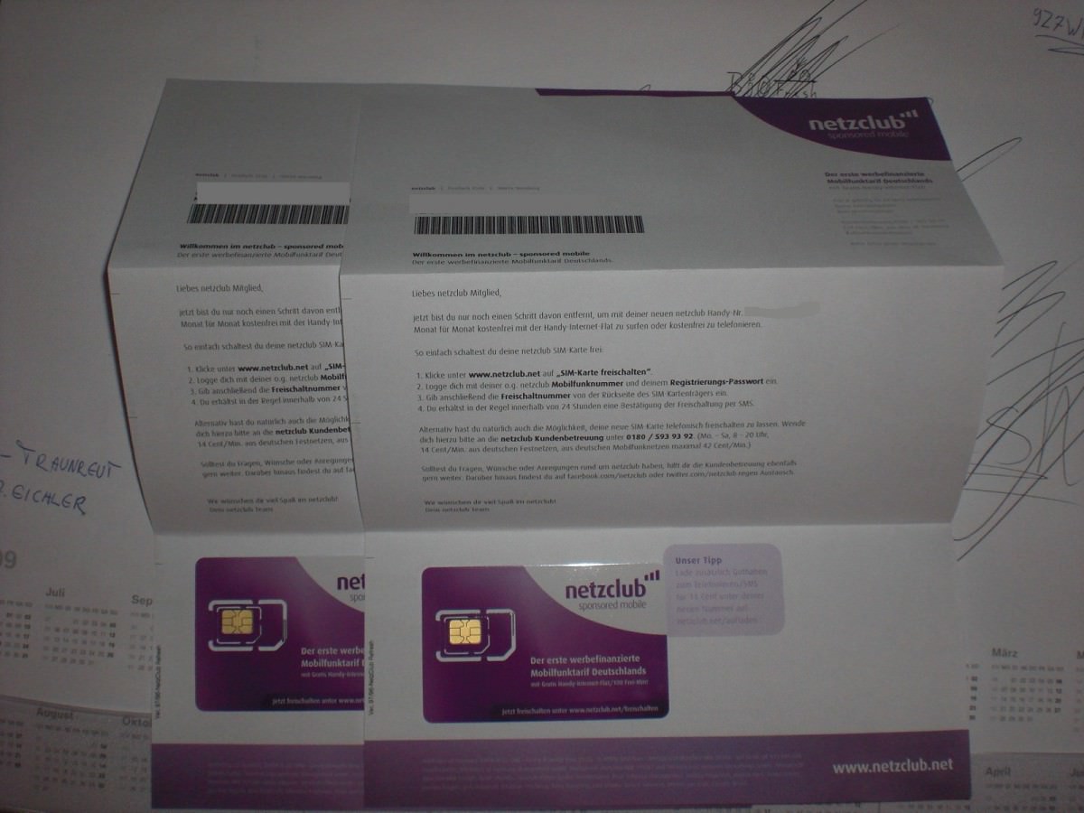 Meine 2 Netzclub SIM-Karten sind gekommen:D