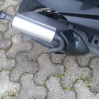 Schutzblech am Ori Auspuff lackiert