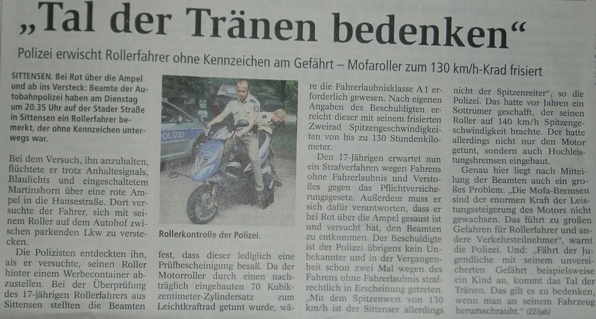 Heute morgen in der Zeitung