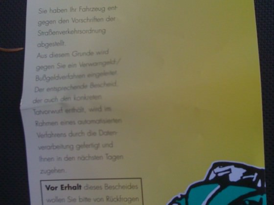 jo den bezahl ich nicht -.- da stand nirgendswo parken verboten oder parkscheibe benutzen oder son ding ziehn fürs parken :D  gibt halt ne anzeige :D aber ich bezahl es nicht :D sollen die ruhig mit ihrem anwalt kommen ehhh seh ich net ein :D